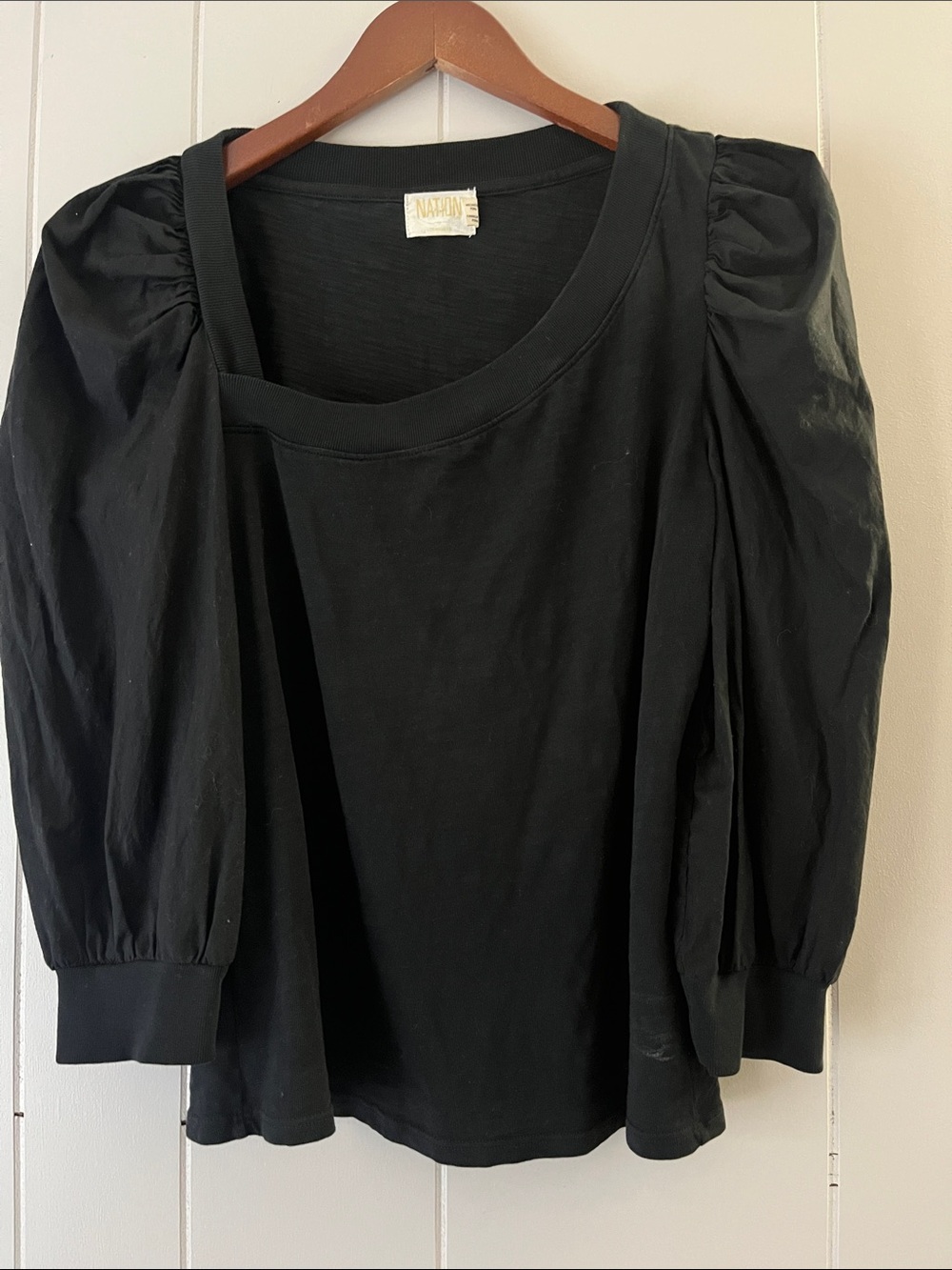 Nagnata Black Puff Sleeve Cotton Top